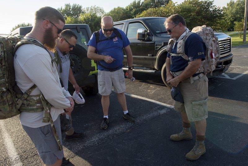 Group preparing for 22-kilometer Ruck March